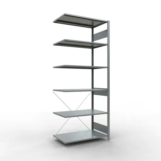 Schulte Eckregal | Anbauregal (Feld C) | HxBxT 250x100x60cm | 6 Ebenen | Kreuzstrebe | Verzinkt