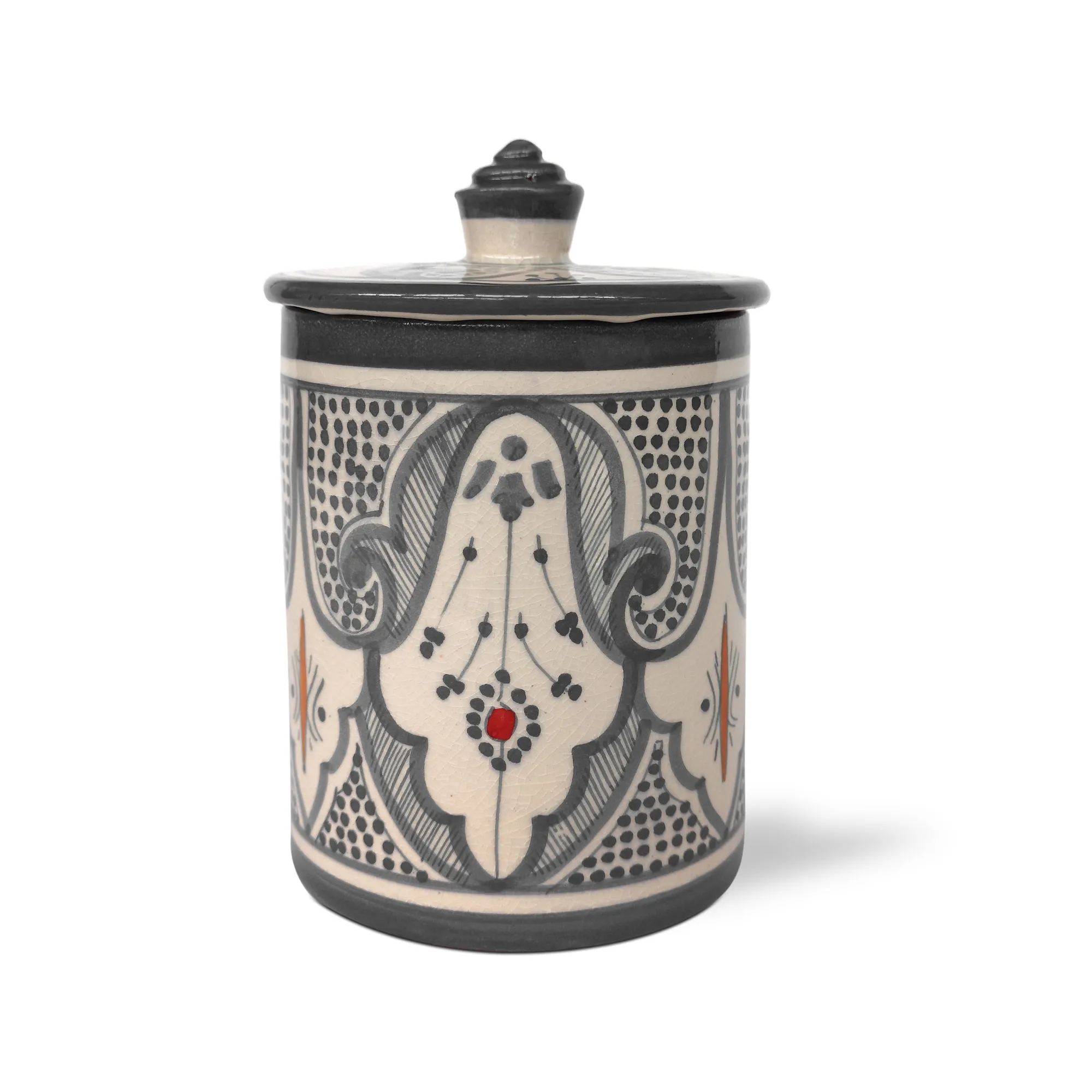 Zierbehälter grau-weiß, Ø 10 cm, H 14 cm