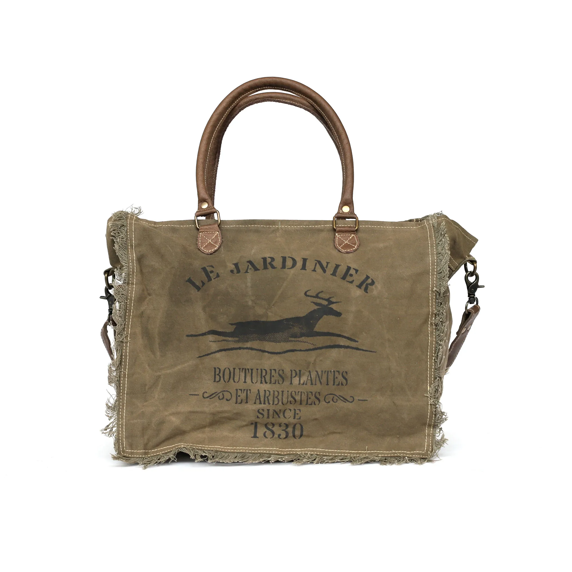 Umhängetasche 'Le Jardinier', oliv-braun, B 40 cm, H 34 cm, T 20 cm