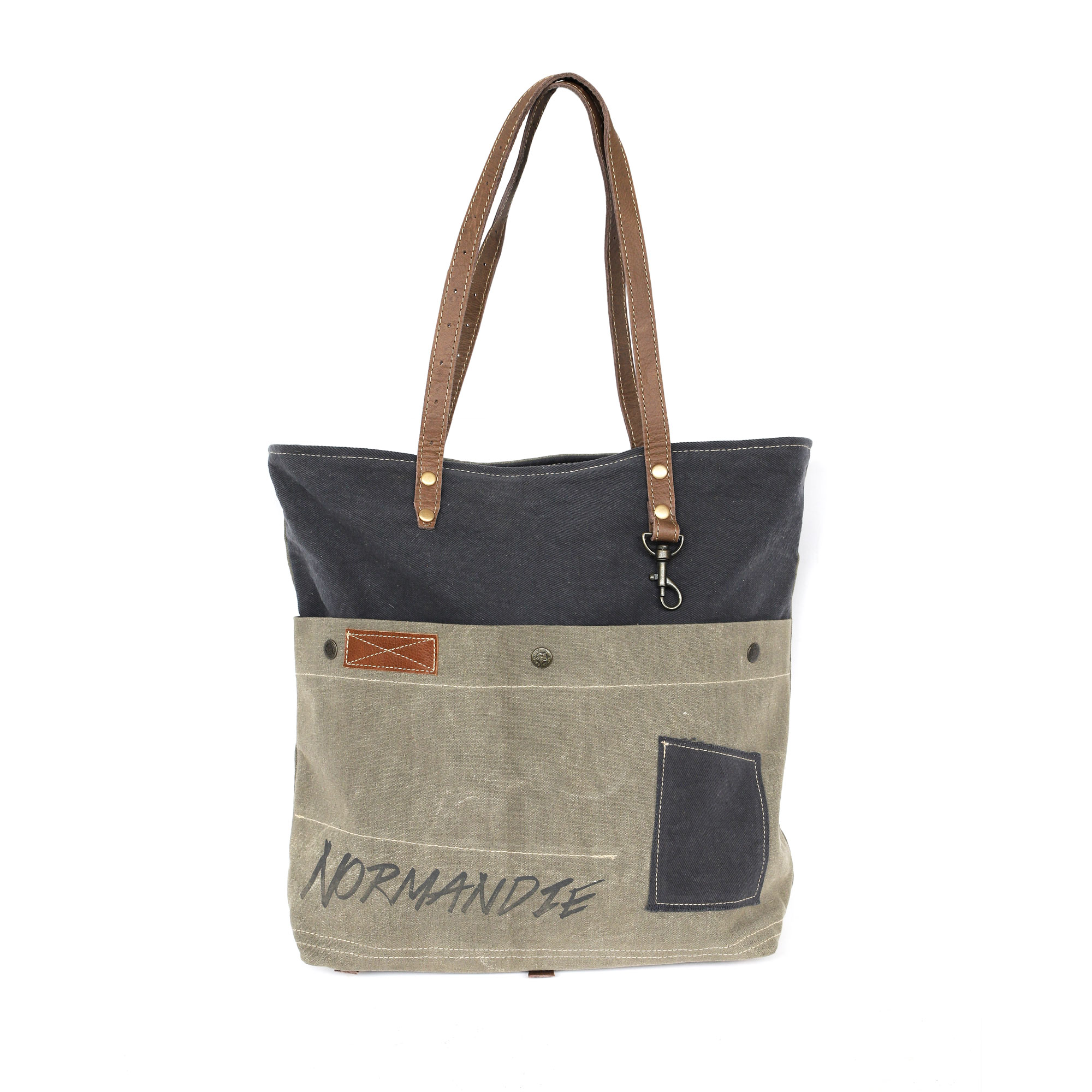 Shopper 'Normandie', grau, blau, T 46 cm, B 46 cm, T 10 cm