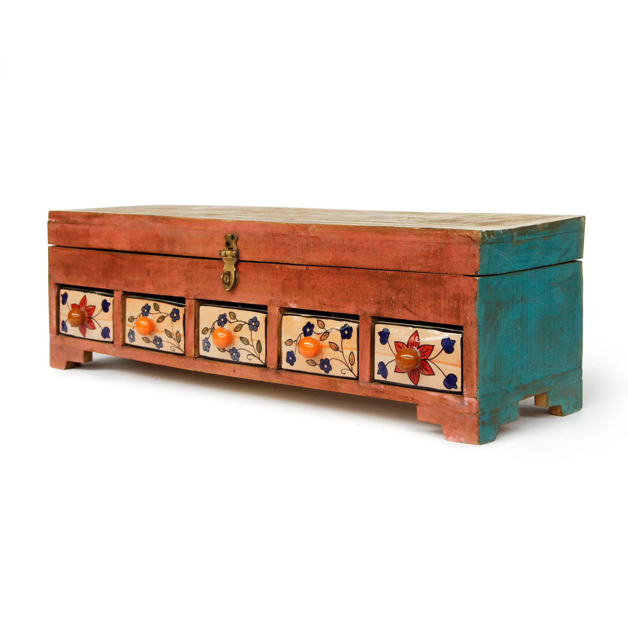 Schubladentruhe mit 5 Schubladen, multicolor, B 60 cm, H 18 cm, L 18 cm