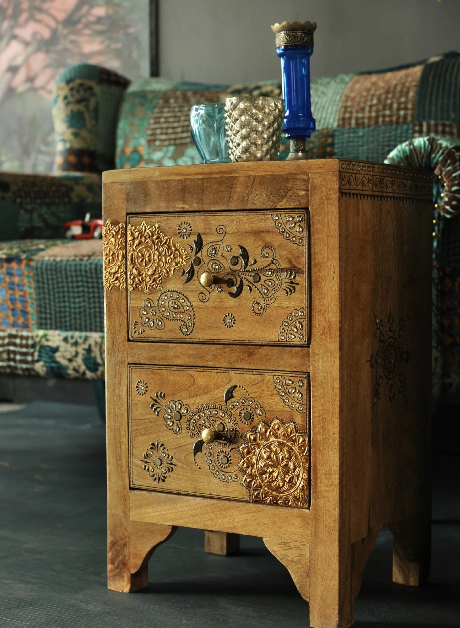 Kommode 'Alamor', 2 Schubladen, H 58 cm, B 36 cm, T 28 cm