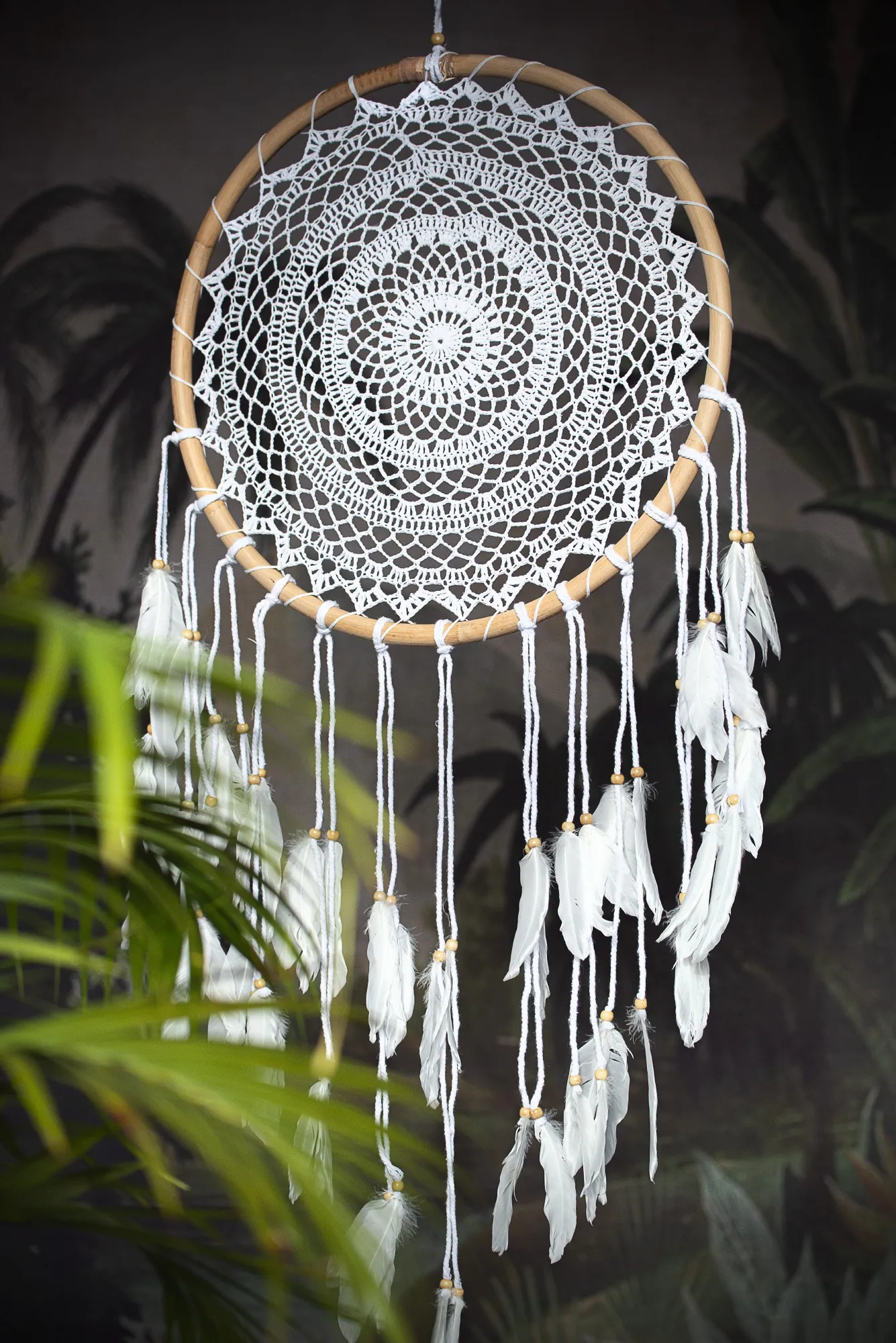 Traumfänger 'Mandala', weiß, Ø 40 cm, H 105 cm