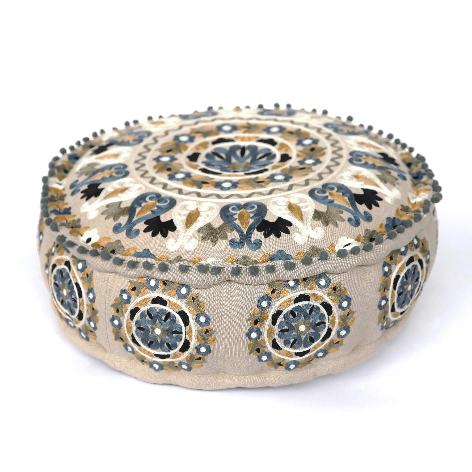 Pouf 'Ambabai', beige, multicolor, Ø 60 cm, H 20 cm