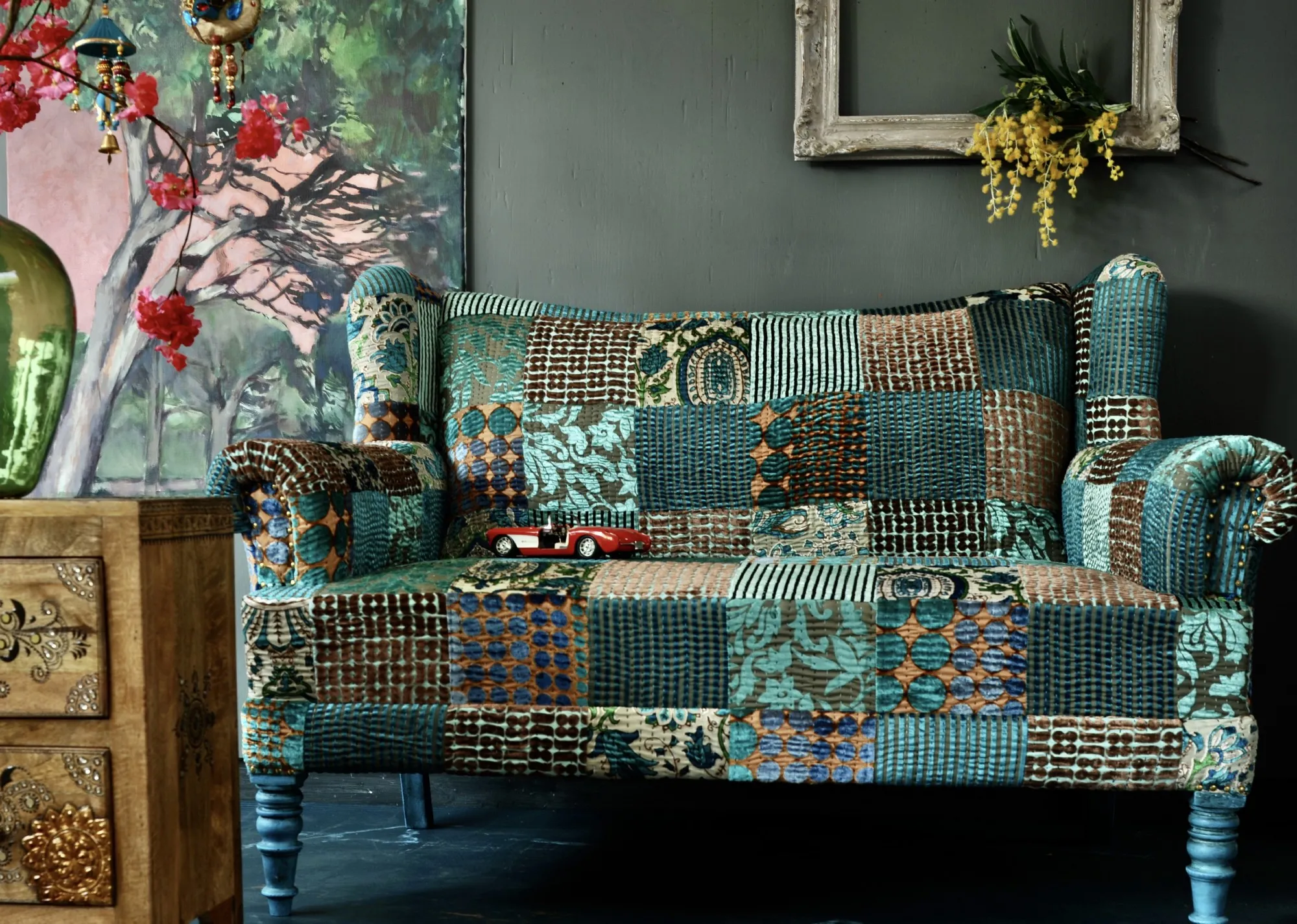 Sofa 'Tilli', 2-Sitzer Patchwork, multicolor, L 75 cm, B 140 cm, H 95 cm