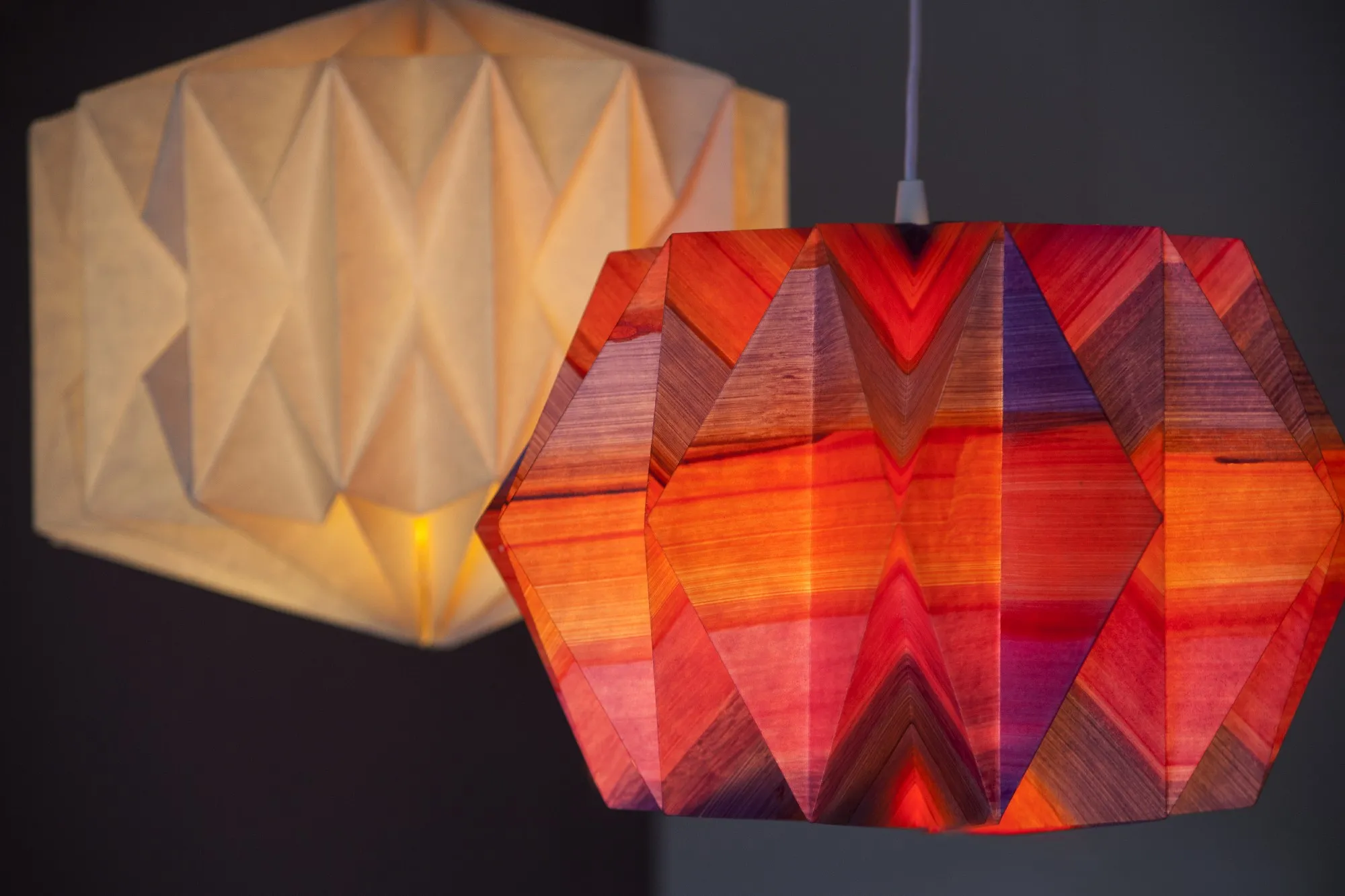 Papierlampe 'Rangeen', pink, orange, lila, Ø 30 cm, H 23 cm