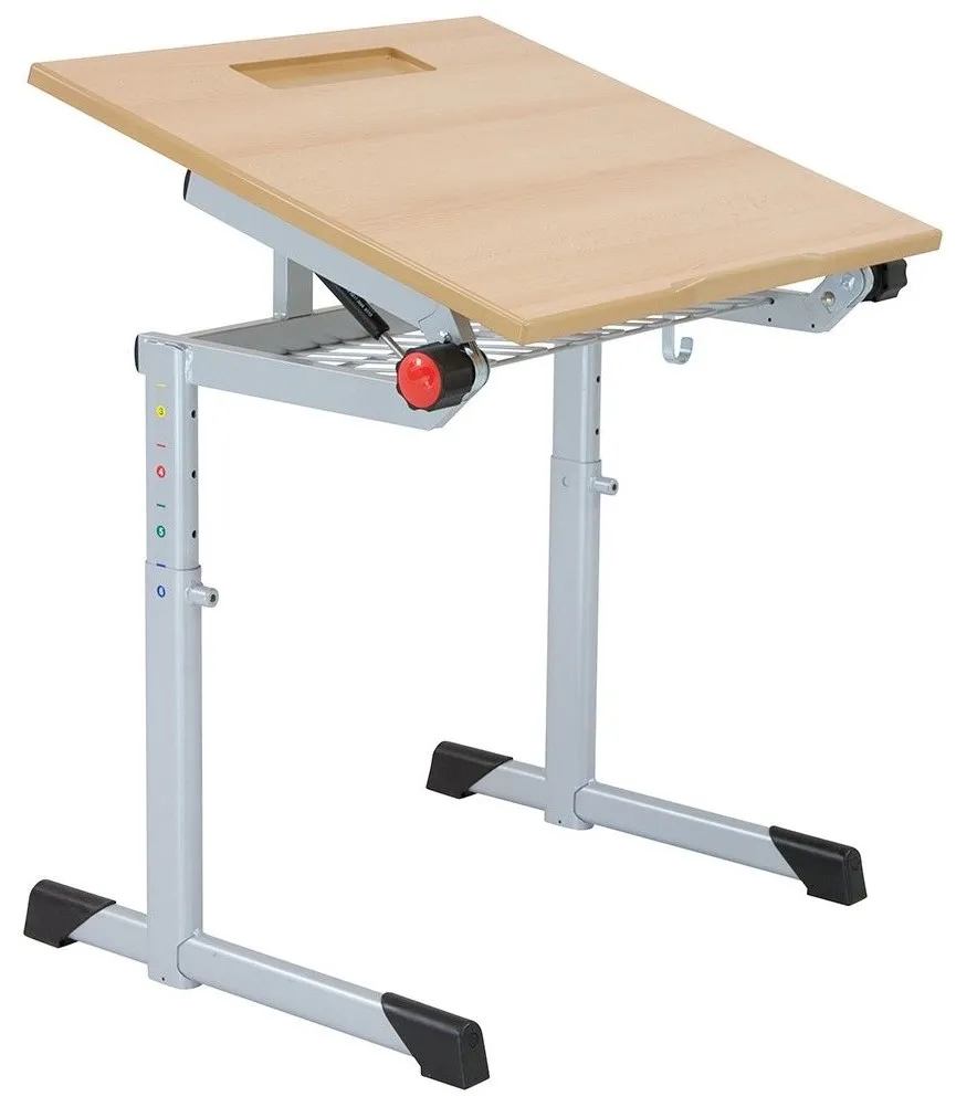 Sponeta Höhenverstellbarer und Neigbarer Einer-Schülertisch, Kufentisch