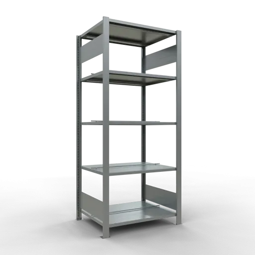 Schulte Büro-Fachbodenregal MULTIplus150 Stecksystem mit Mittelanschlag | Grundregal | Fachlast 150kg | 180x75x60cm | 5 Ebenen | Beidseitig nutzbar | Verzinkt