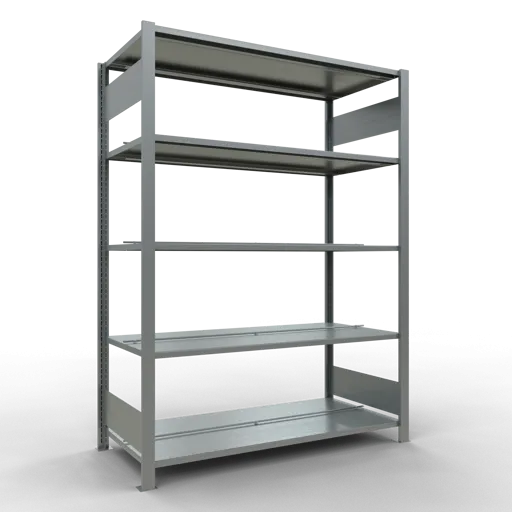 Schulte Büro-Fachbodenregal MULTIplus150 Stecksystem mit Mittelanschlag | Grundregal | Fachlast 150kg | 180x130x60cm | 5 Ebenen | Beidseitig nutzbar | Verzinkt