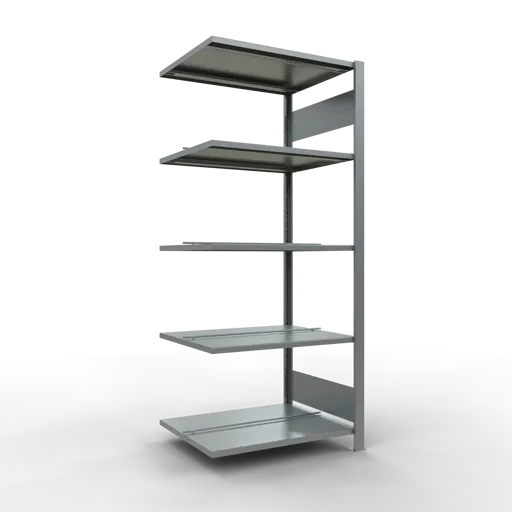 Schulte Büro-Fachbodenregal MULTIplus150 Stecksystem mit Mittelanschlag | Anbauregal | Fachlast 150kg | 180x75x60cm | 5 Ebenen | Beidseitig nutzbar | Verzinkt