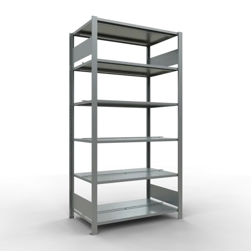 Schulte Büro-Fachbodenregal MULTIplus150 Stecksystem mit Mittelanschlag | Grundregal | Fachlast 150kg | 200x100x60cm | 6 Ebenen | Beidseitig nutzbar | Verzinkt