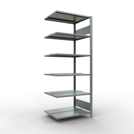 Schulte Büro-Fachbodenregal MULTIplus150 Stecksystem mit Mittelanschlag | Anbauregal | Fachlast 150kg | 200x75x60cm | 6 Ebenen | Beidseitig nutzbar | Verzinkt