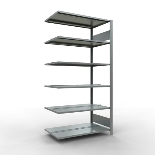 Schulte Büro-Fachbodenregal MULTIplus150 Stecksystem mit Mittelanschlag | Anbauregal | Fachlast 150kg | 200x100x60cm | 6 Ebenen | Beidseitig nutzbar | Verzinkt