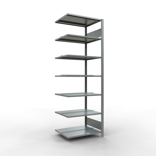Schulte Büro-Fachbodenregal MULTIplus150 Stecksystem mit Mittelanschlag | Anbauregal | Fachlast 150kg | 230x75x60cm | 7 Ebenen | Beidseitig nutzbar | Verzinkt