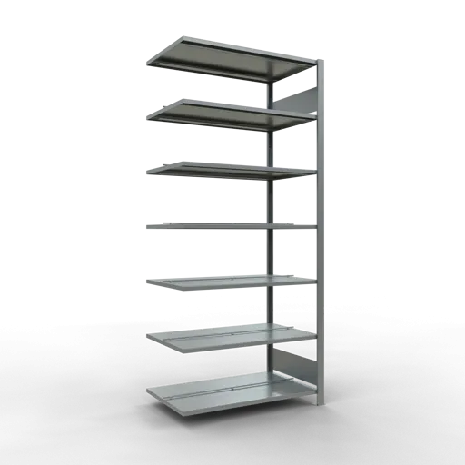 Schulte Büro-Fachbodenregal MULTIplus150 Stecksystem mit Mittelanschlag | Anbauregal | Fachlast 150kg | 230x100x60cm | 7 Ebenen | Beidseitig nutzbar | Verzinkt