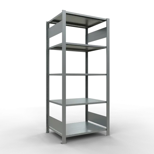 Schulte Büro-Fachbodenregal MULTIplus150 Stecksystem ohne Mittelanschlag | Grundregal | Fachlast 150kg | 180x75x60cm | 5 Ebenen | Beidseitig nutzbar | Verzinkt