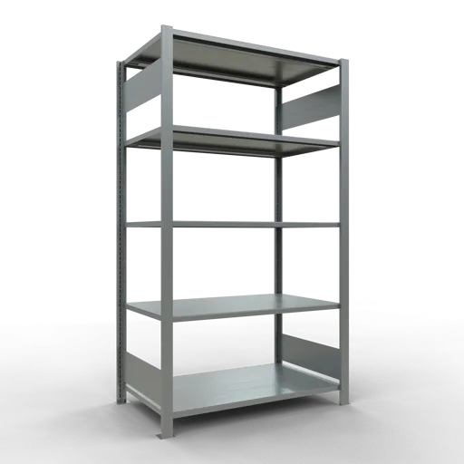 Schulte Büro-Fachbodenregal MULTIplus150 Stecksystem ohne Mittelanschlag | Grundregal | Fachlast 150kg | 180x100x60cm | 5 Ebenen | Beidseitig nutzbar | Verzinkt