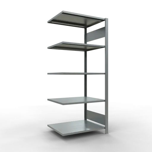 Schulte Büro-Fachbodenregal MULTIplus150 Stecksystem ohne Mittelanschlag | Anbauregal | Fachlast 150kg | 180x75x60cm | 5 Ebenen | Beidseitig nutzbar | Verzinkt