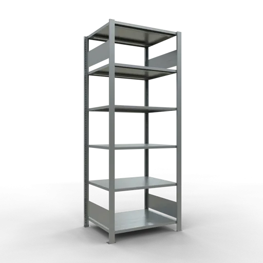 Schulte Büro-Fachbodenregal MULTIplus150 Stecksystem ohne Mittelanschlag | Grundregal | Fachlast 150kg | 200x75x60cm | 6 Ebenen | Beidseitig nutzbar | Verzinkt