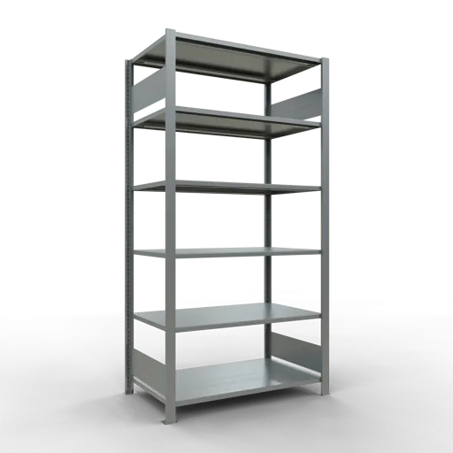 Schulte Büro-Fachbodenregal MULTIplus150 Stecksystem ohne Mittelanschlag | Grundregal | Fachlast 150kg | 200x100x60cm | 6 Ebenen | Beidseitig nutzbar | Verzinkt