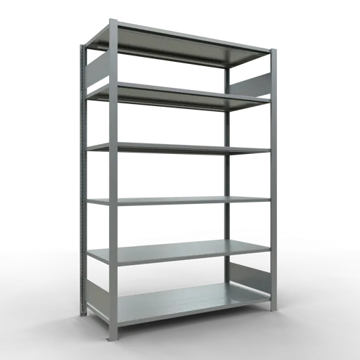 Schulte Büro-Fachbodenregal MULTIplus150 Stecksystem ohne Mittelanschlag | Grundregal | Fachlast 150kg | 200x130x60cm | 6 Ebenen | Beidseitig nutzbar | Verzinkt