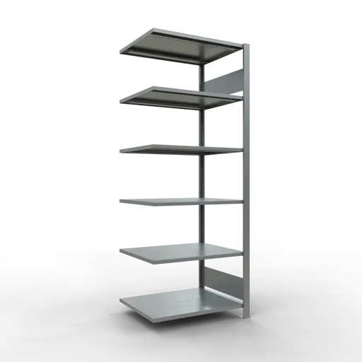 Schulte Büro-Fachbodenregal MULTIplus150 Stecksystem ohne Mittelanschlag | Anbauregal | Fachlast 150kg | 200x75x60cm | 6 Ebenen | Beidseitig nutzbar | Verzinkt