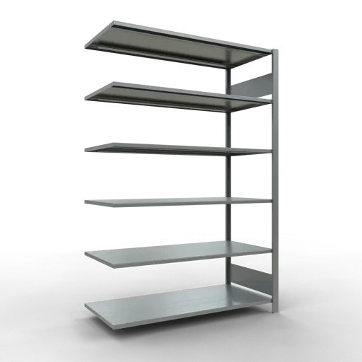 Schulte Büro-Fachbodenregal MULTIplus150 Stecksystem ohne Mittelanschlag | Anbauregal | Fachlast 150kg | 200x130x60cm | 6 Ebenen | Beidseitig nutzbar | Verzinkt