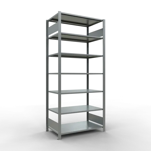 Schulte Büro-Fachbodenregal MULTIplus150 Stecksystem ohne Mittelanschlag | Grundregal | Fachlast 150kg | 230x100x60cm | 7 Ebenen | Beidseitig nutzbar | Verzinkt