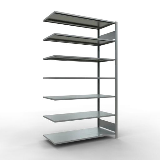 Schulte Büro-Fachbodenregal MULTIplus150 Stecksystem ohne Mittelanschlag | Anbauregal | Fachlast 150kg | 230x130x60cm | 7 Ebenen | Beidseitig nutzbar | Verzinkt