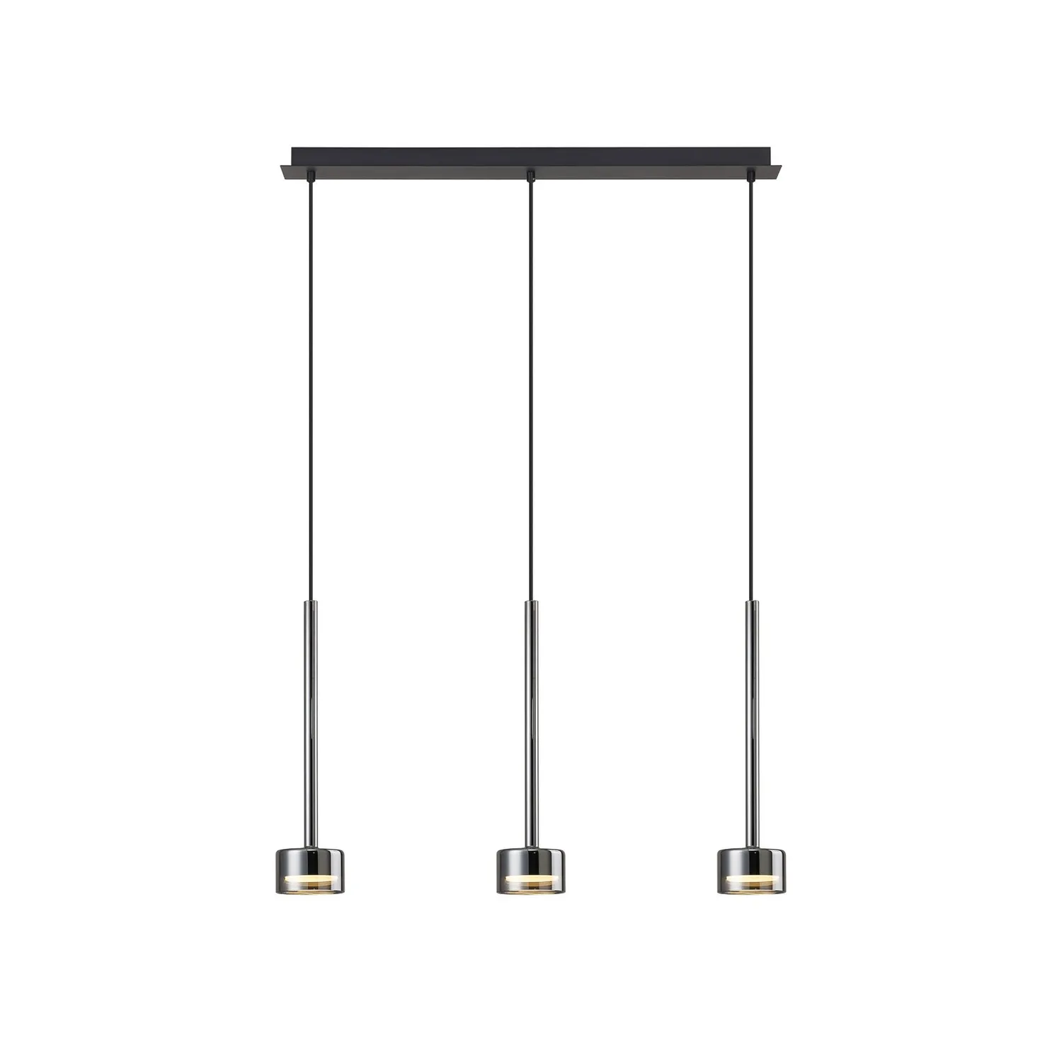 Mantra Iluminación Hängelampe Tonic Schwarz/Chrom Balken Metall Glas Deckenlampe B-Ware