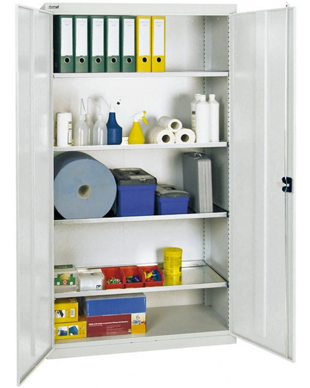 Werkzeugschrank mit 2 Türen | HxBxT 180x100x50cm | 4 verzinkte Fachböden | Lichtgrau/Lichtgrau