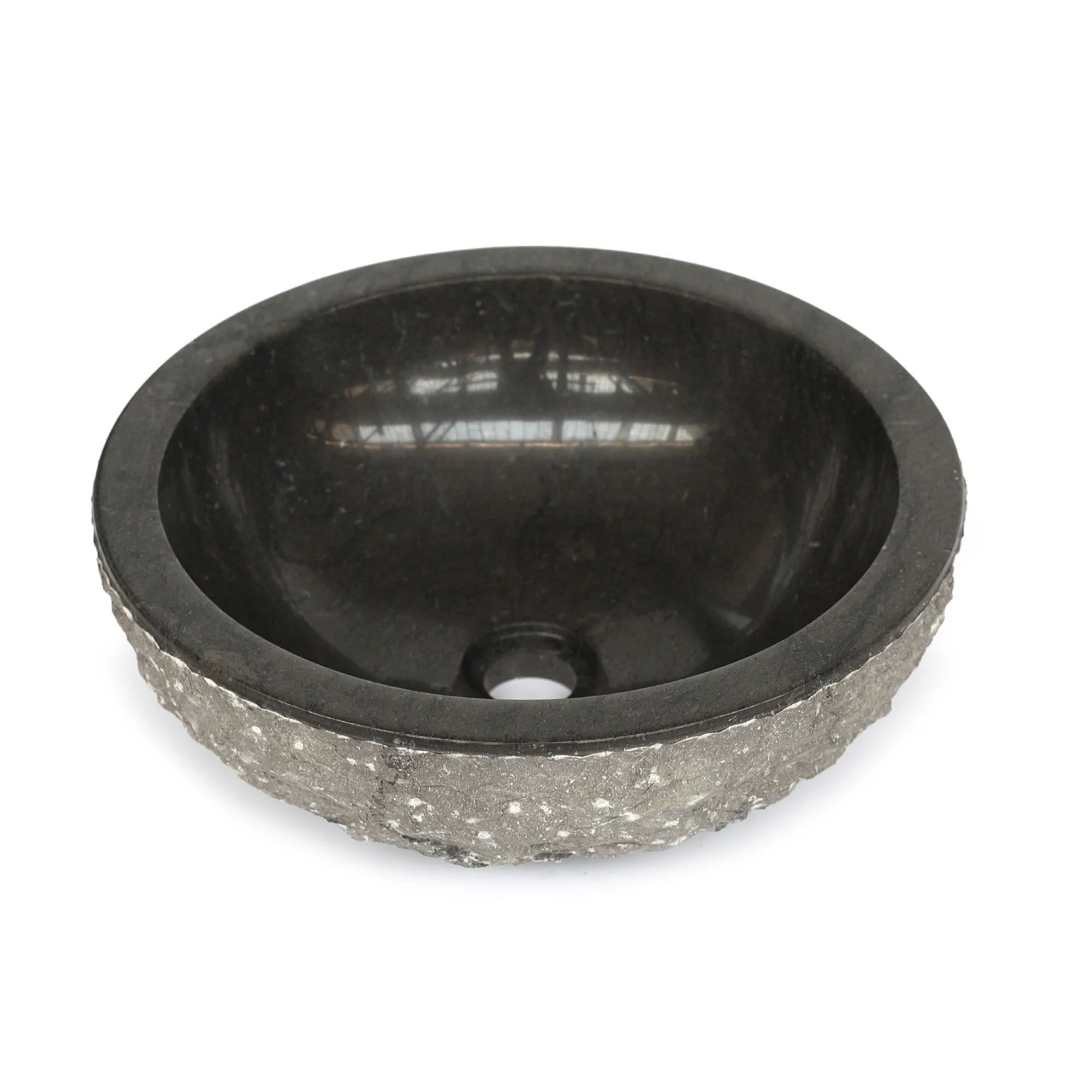 Marmorwaschbecken, natur, schwarz, Ø 40 cm, H 15 cm