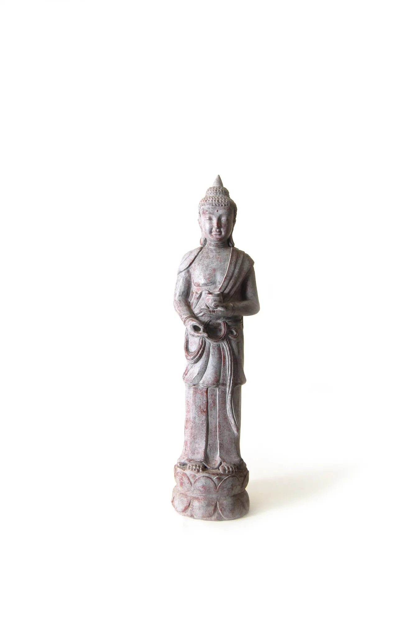 Buddha stehend, grau, H 114 cm, Ø 17 cm