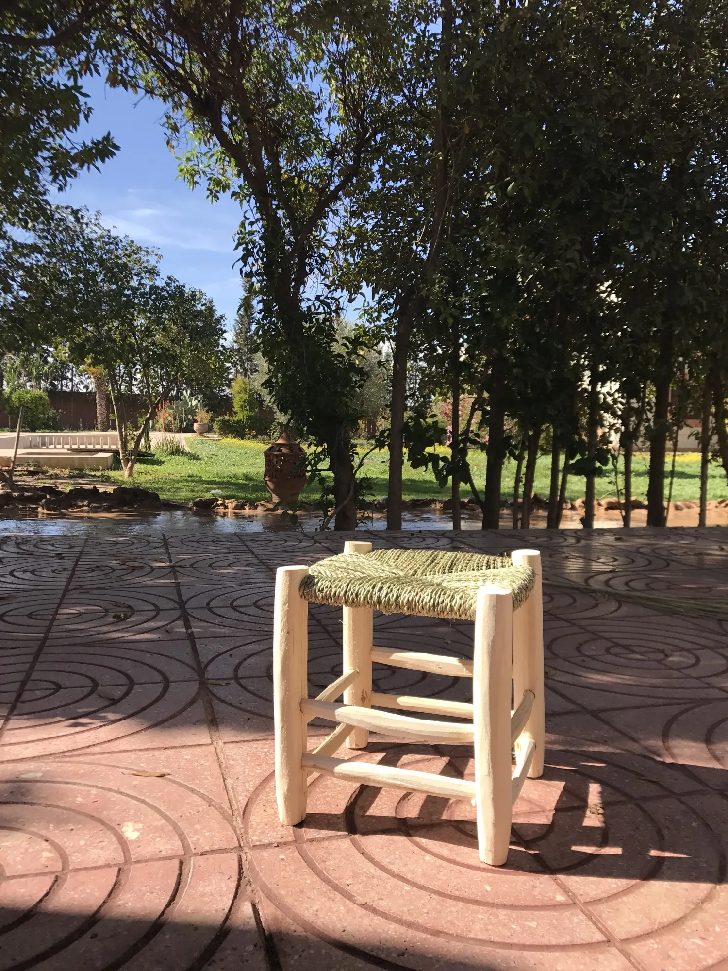 Hocker mit Grassitzfläche, natur, T 31 cm, B 31 cm, H 31 cm