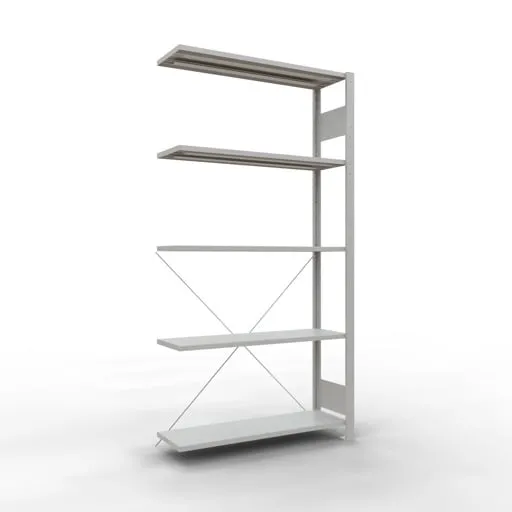 Schulte Eckregal | Anbauregal (Feld C) | HxBxT 200x100x30cm | 5 Ebenen | Kreuzstrebe | Lichtgrau