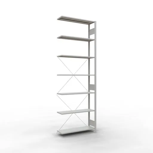 Schulte Eckregal | Anbauregal (Feld C) | HxBxT 300x100x30cm | 7 Ebenen | Kreuzstrebe | Lichtgrau