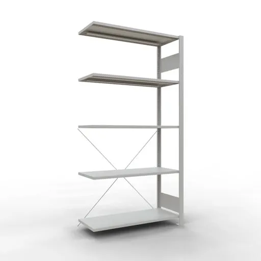 Schulte Eckregal | Anbauregal (Feld C) | HxBxT 200x100x40cm | 5 Ebenen | Kreuzstrebe | Lichtgrau