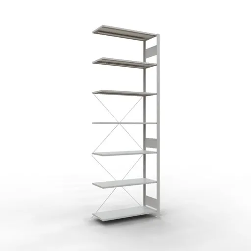 Schulte Eckregal | Anbauregal (Feld C) | HxBxT 300x100x40cm | 7 Ebenen | Kreuzstrebe | Lichtgrau