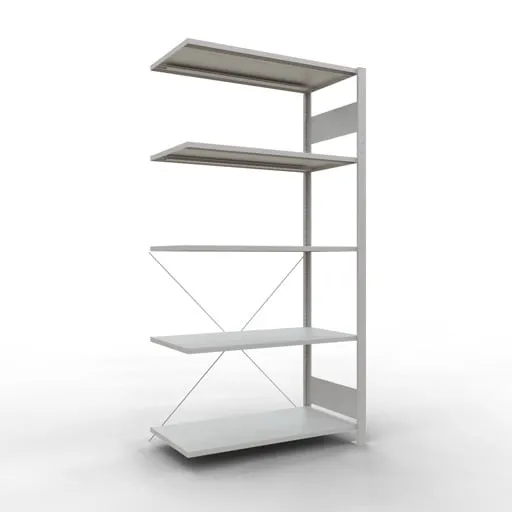 Schulte Eckregal | Anbauregal (Feld C) | HxBxT 200x100x50cm | 5 Ebenen | Kreuzstrebe | Lichtgrau