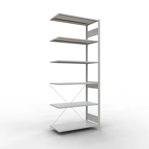 Schulte Eckregal | Anbauregal (Feld C) | HxBxT 250x100x50cm | 6 Ebenen | Kreuzstrebe | Lichtgrau