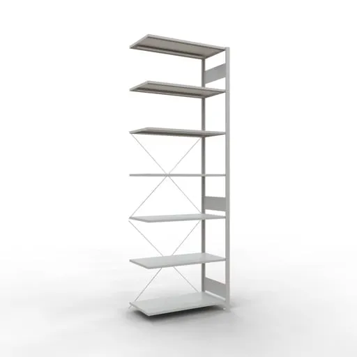 Schulte Eckregal | Anbauregal (Feld C) | HxBxT 300x100x50cm | 7 Ebenen | Kreuzstrebe | Lichtgrau