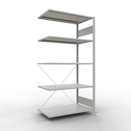 Schulte Eckregal | Anbauregal (Feld C) | HxBxT 200x100x60cm | 5 Ebenen | Kreuzstrebe | Lichtgrau