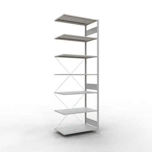 Schulte Eckregal | Anbauregal (Feld C) | HxBxT 300x100x60cm | 7 Ebenen | Kreuzstrebe | Lichtgrau