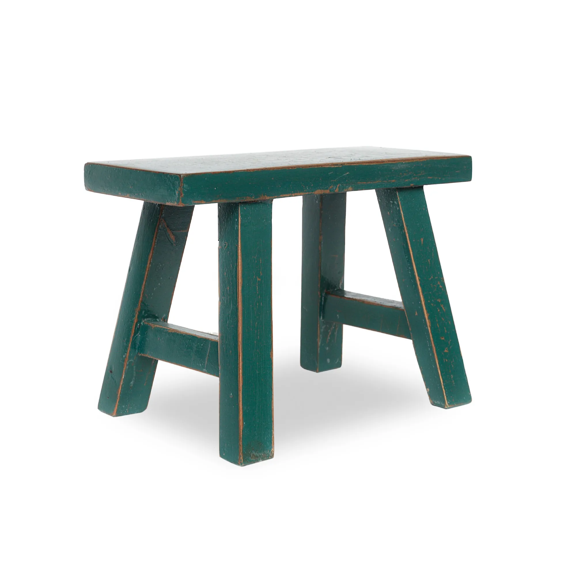 Schemel aus Ulmenholz, blau, B 30 cm, H 21 cm, T 12 cm