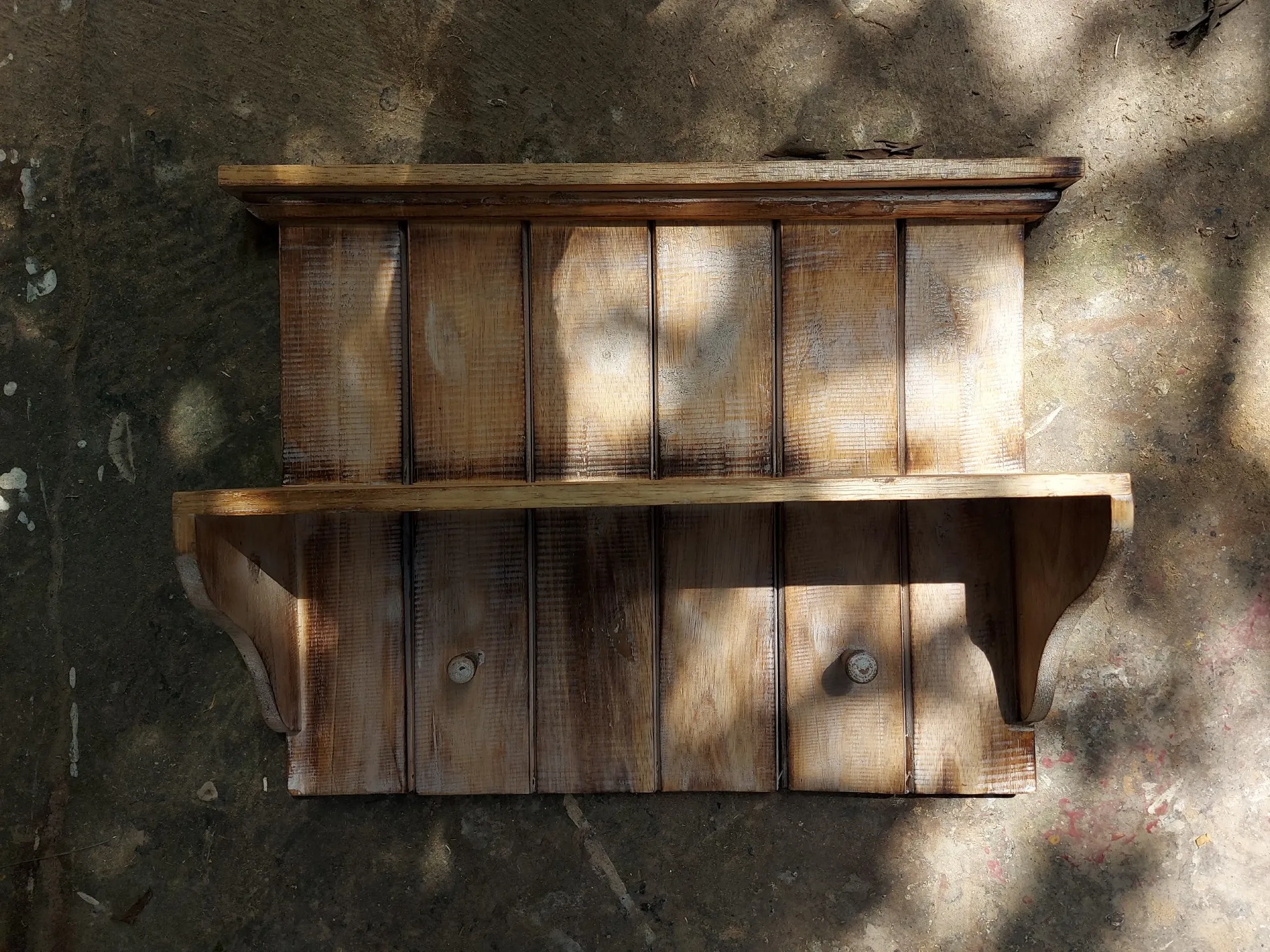 Garderobenregal, natur, weiß gekälkt, B 53 cm, H 40 cm, T 14 cm