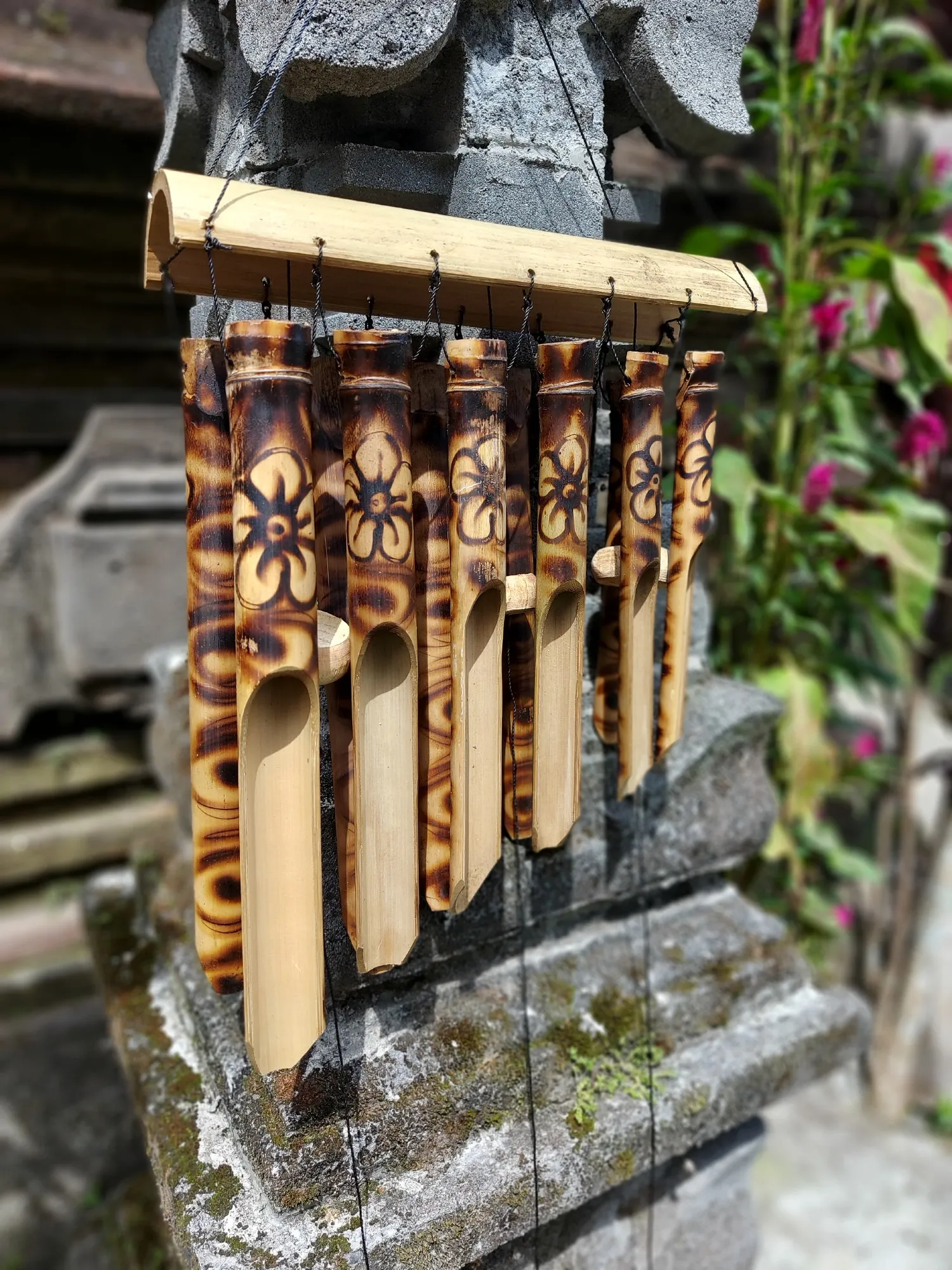 Windspiel 'brennende Blume', natur, L 30 cm, B 8 cm, H 56 cm