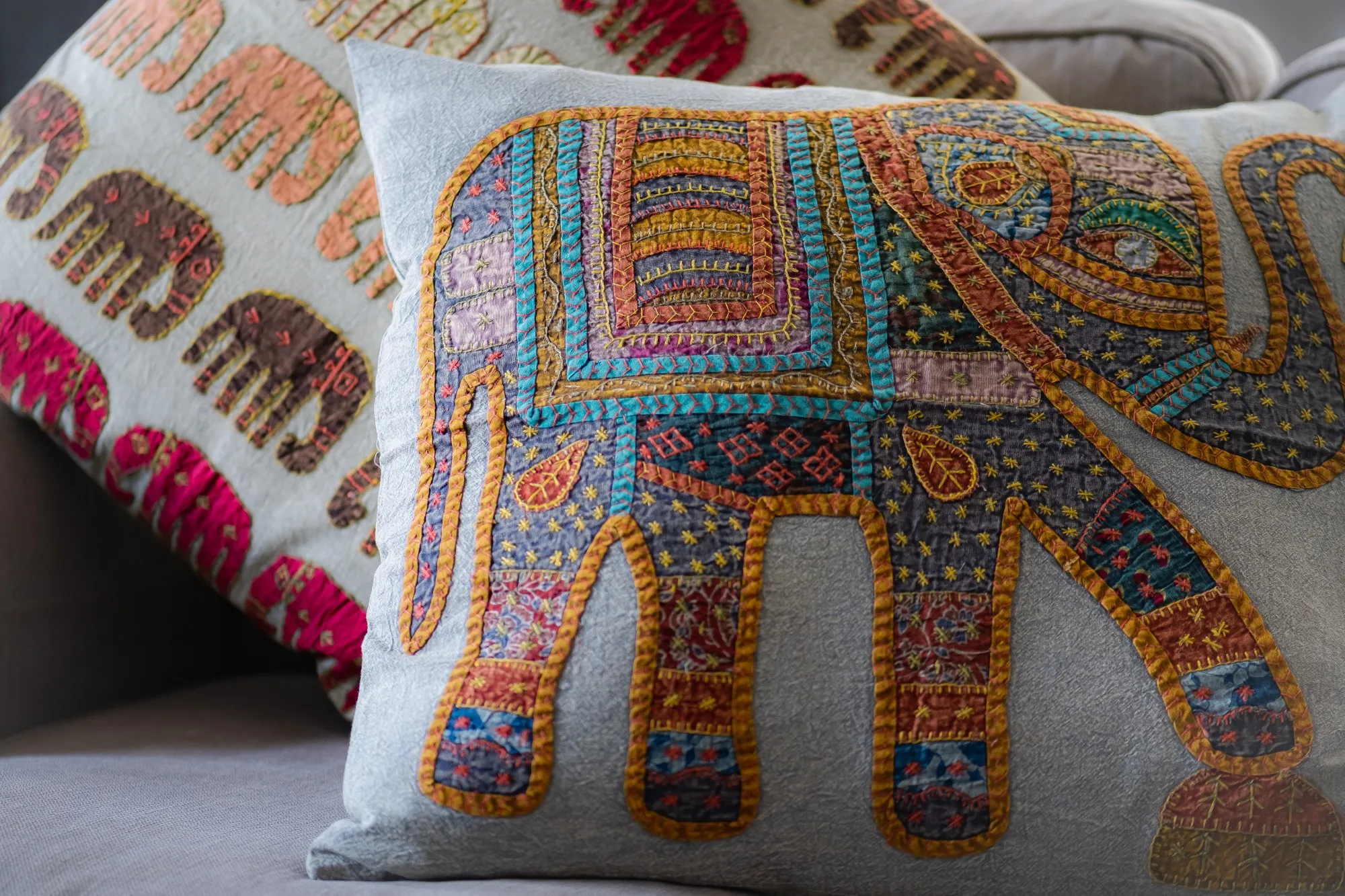 Kissenhülle 'Elefant', multicolor, T 60 cm, B 60 cm