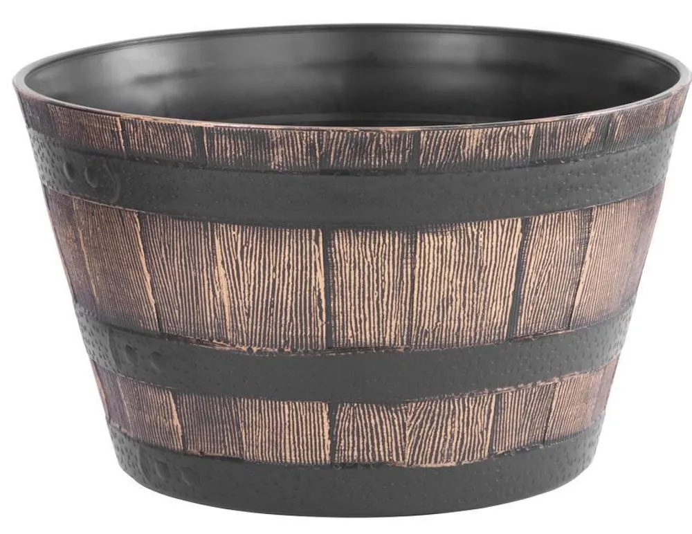 PROREGAL Blumentopf Holz-effekt, 39x28cm, Gold