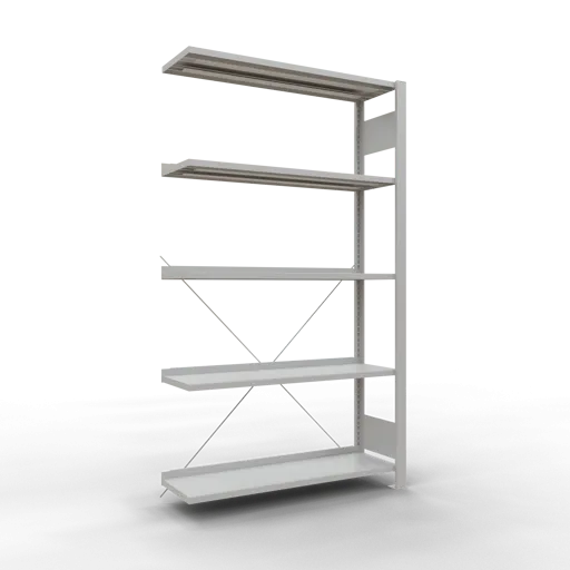 Schulte Büro-Fachbodenregal MULTIplus85 Stecksystem mit Anschlagleiste | Anbauregal | Fachlast 85kg | HxBxT 180x100x30cm | 5 Ebenen | Einseitig nutzbar | Lichtgrau