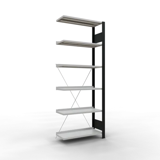 Schulte Büro-Fachbodenregal MULTIplus85 Stecksystem mit Anschlagleiste | Anbauregal | Fachlast 85kg | HxBxT 200x75x30cm | 6 Ebenen | Einseitig nutzbar | Schwarz/Lichtgrau